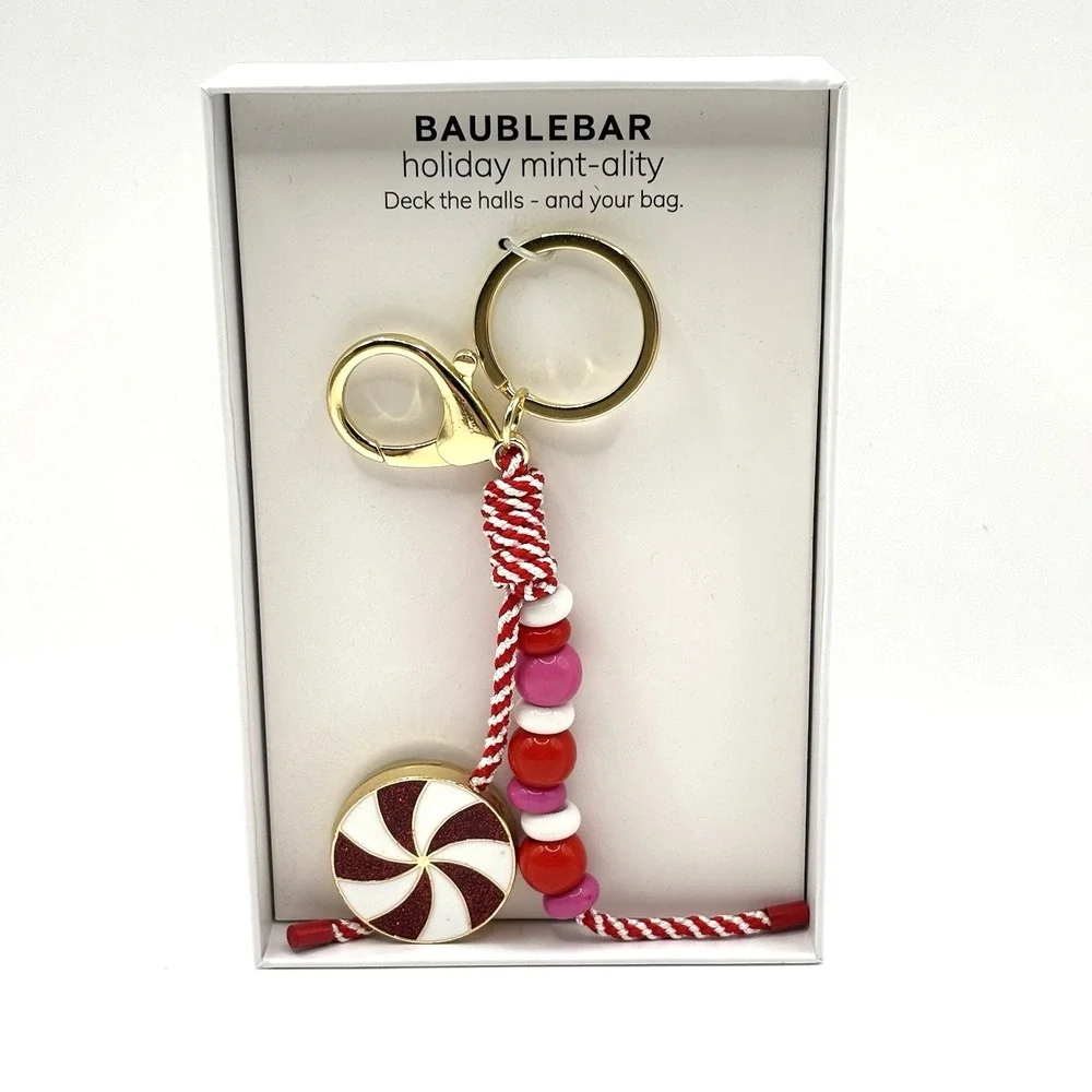 Baublebar holiday Mint-ality Peppermint Bag Charm NIB